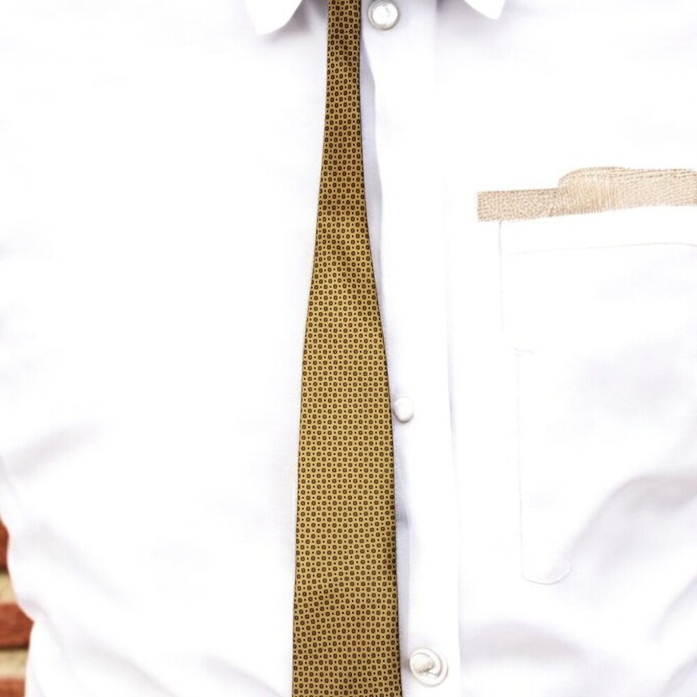 Antiche Seterie Fiorentine 100% Silk Tie—Yellow & Red Geometric Made in Italy